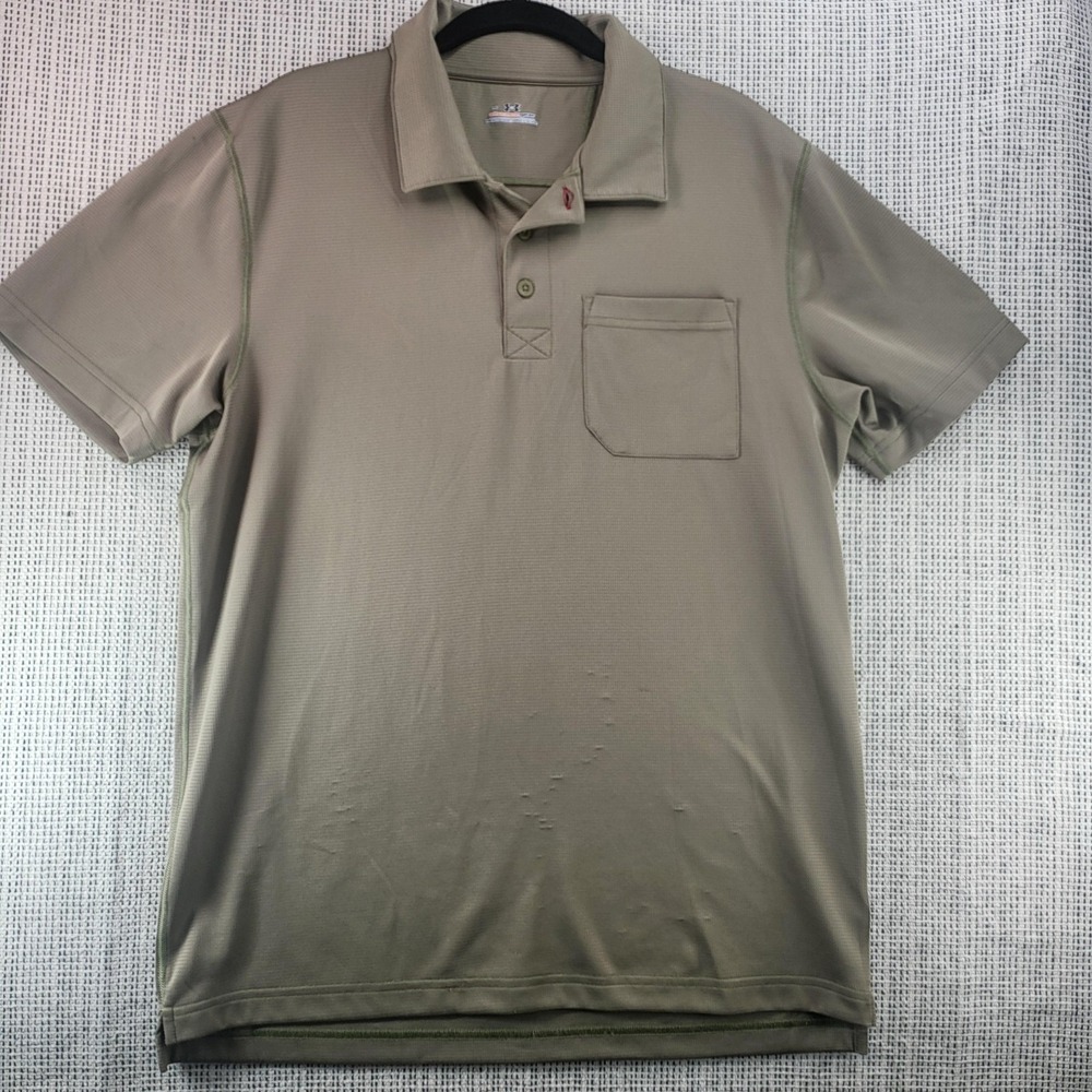 Under Armour Polo Shirt Mens Large Green AllSeasonGear‎ Performance Pocket Golf